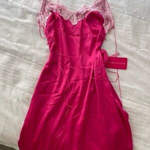 Beginning Boutique Hot Pink Satin Mini Skirt
